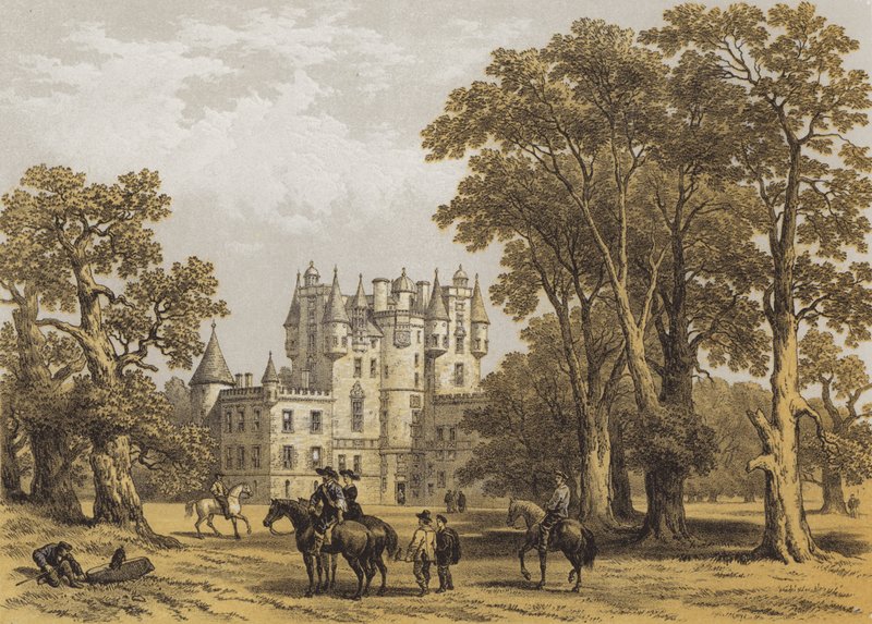 Zamek Glamis, Forfarshire (chromolitho) autorstwa after George Cattermole
