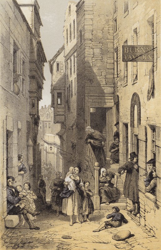 Libbertons Wynd, Edynburg (chromolitho) autorstwa after George Cattermole