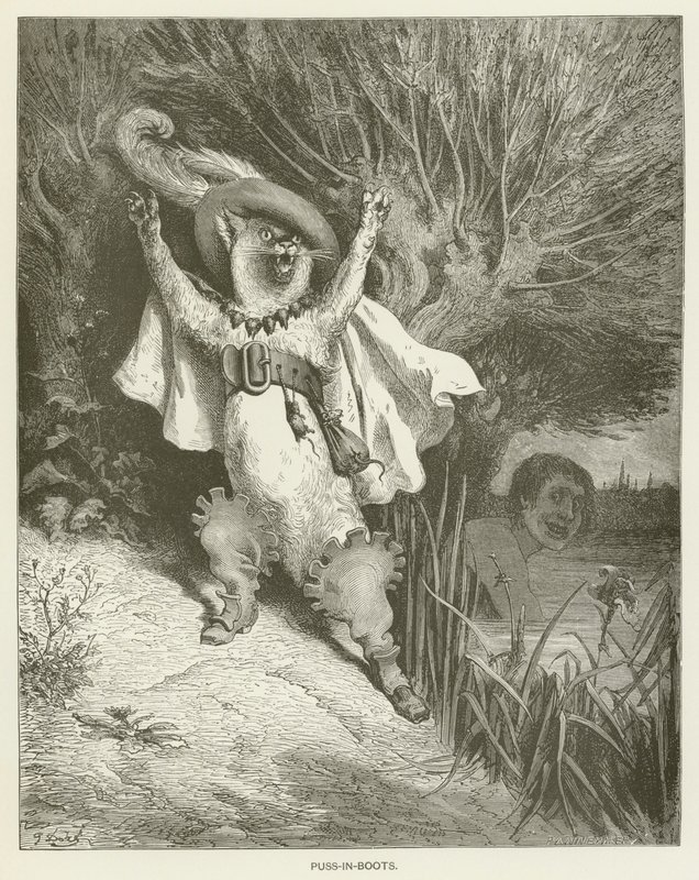 Kot w butach autorstwa Gustave after Dore