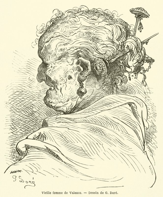 Stara kobieta z Walencji autorstwa Gustave after Dore