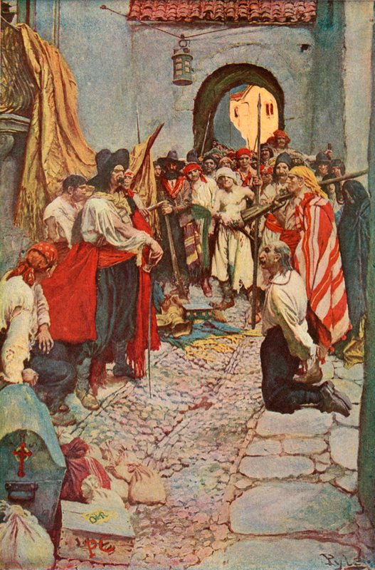 Wymuszanie daniny od obywateli autorstwa after Howard Pyle