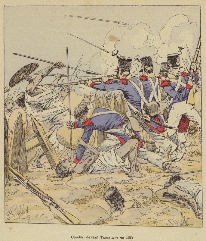 Walka pod Tamatave w 1829 roku autorstwa after Louis Charles Bombled