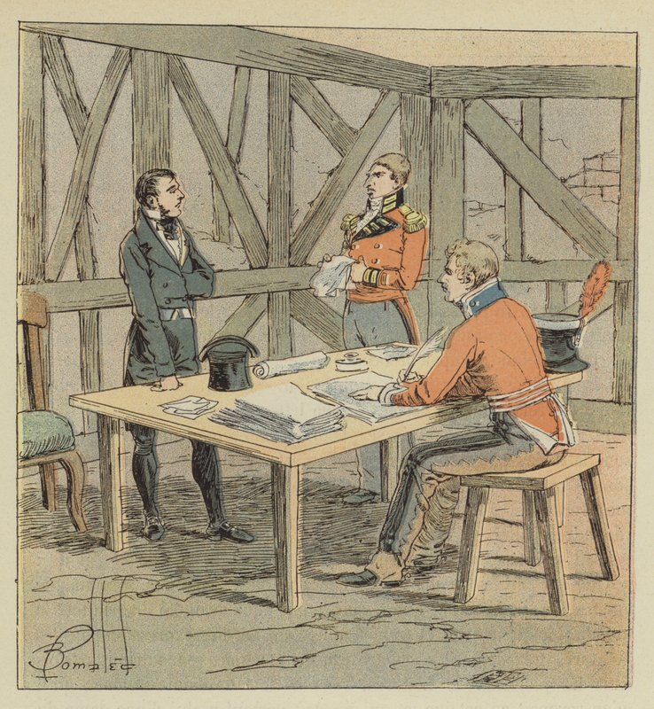 Hudson-Lowe interroge Las-Cases autorstwa after Louis Charles Bombled
