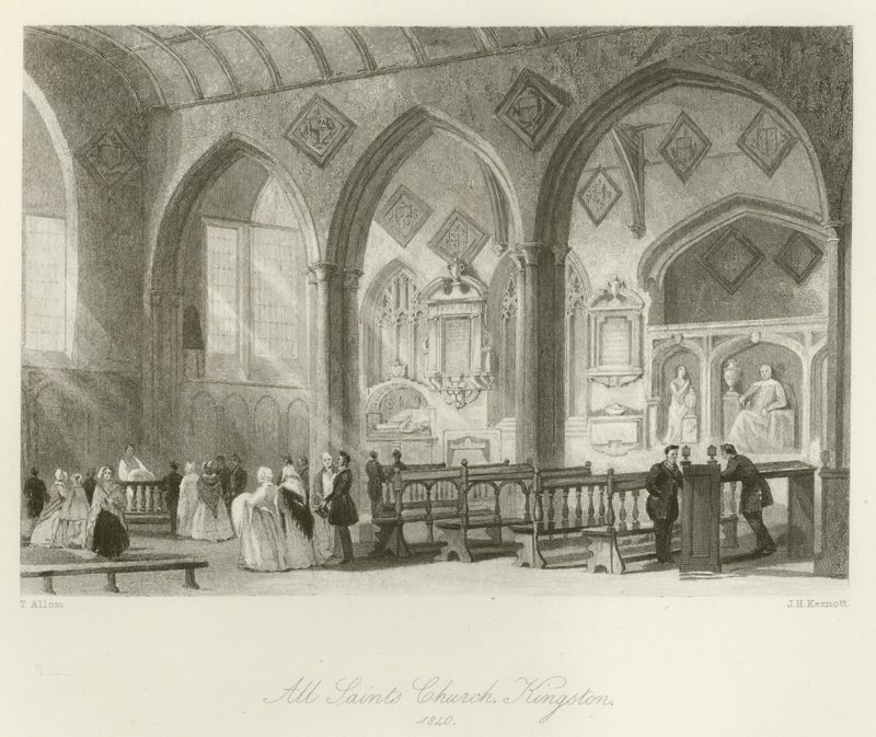 Kościół Wszystkich Świętych, Kingston, 1840 autorstwa after Thomas Allom